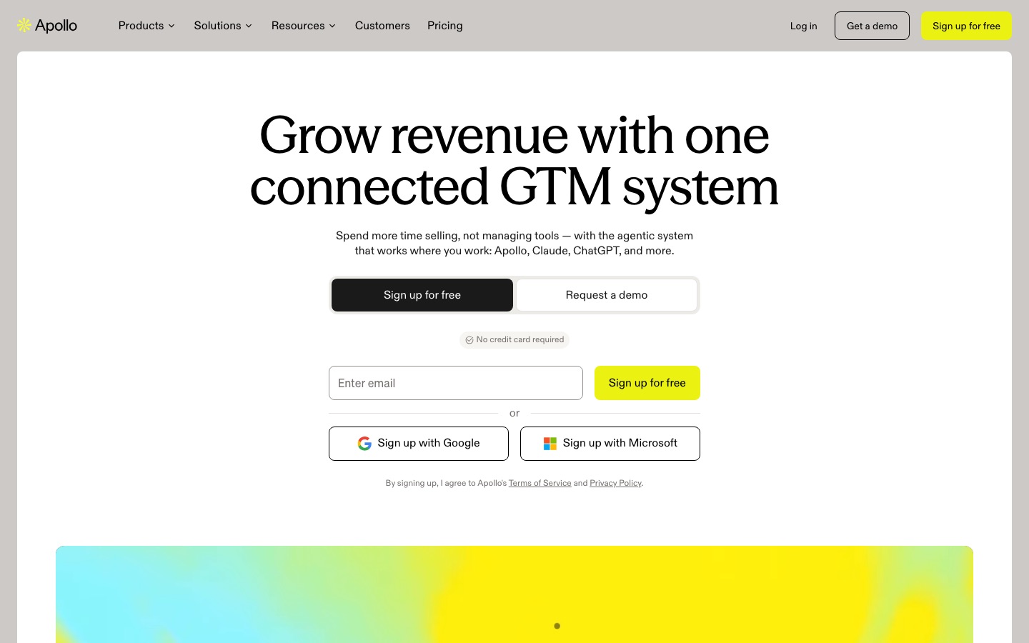 Apollo.io homepage screenshot