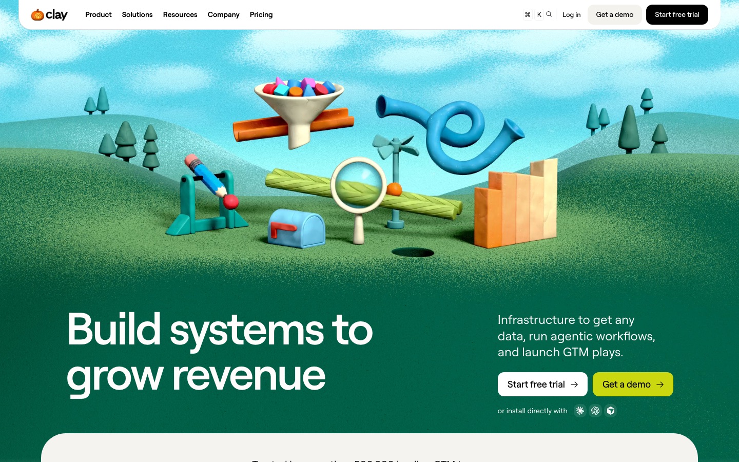 Clay homepage screenshot