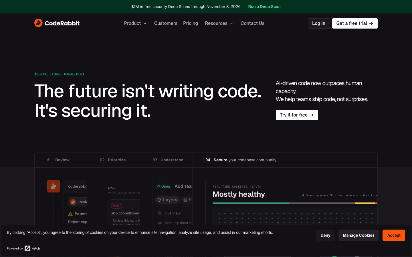 CodeRabbit homepage screenshot