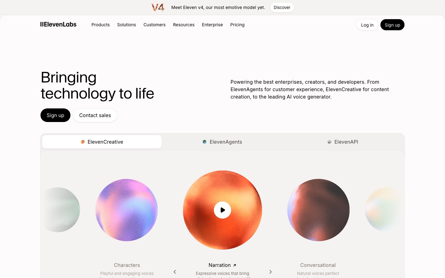 ElevenLabs homepage screenshot