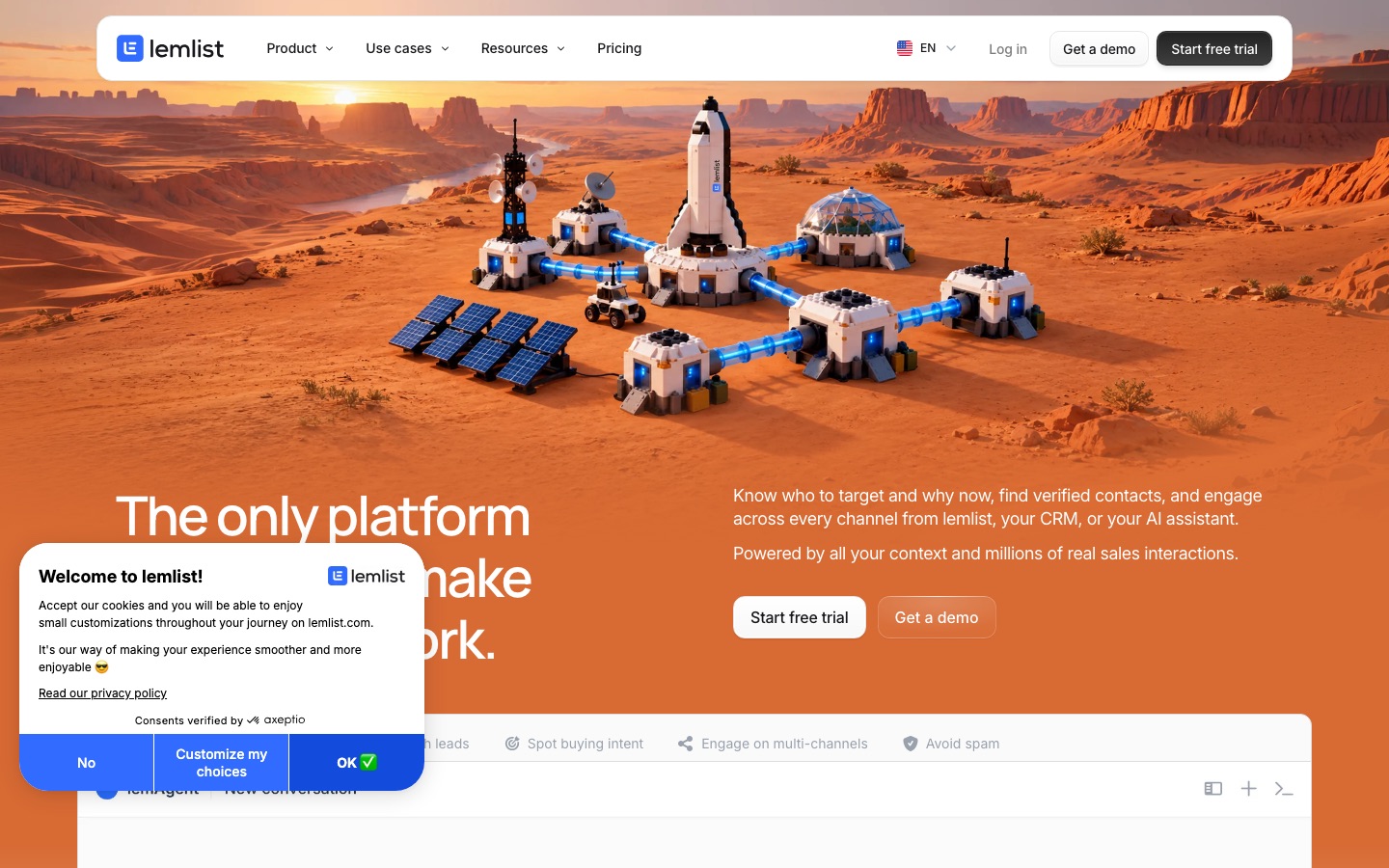 lemlist homepage screenshot