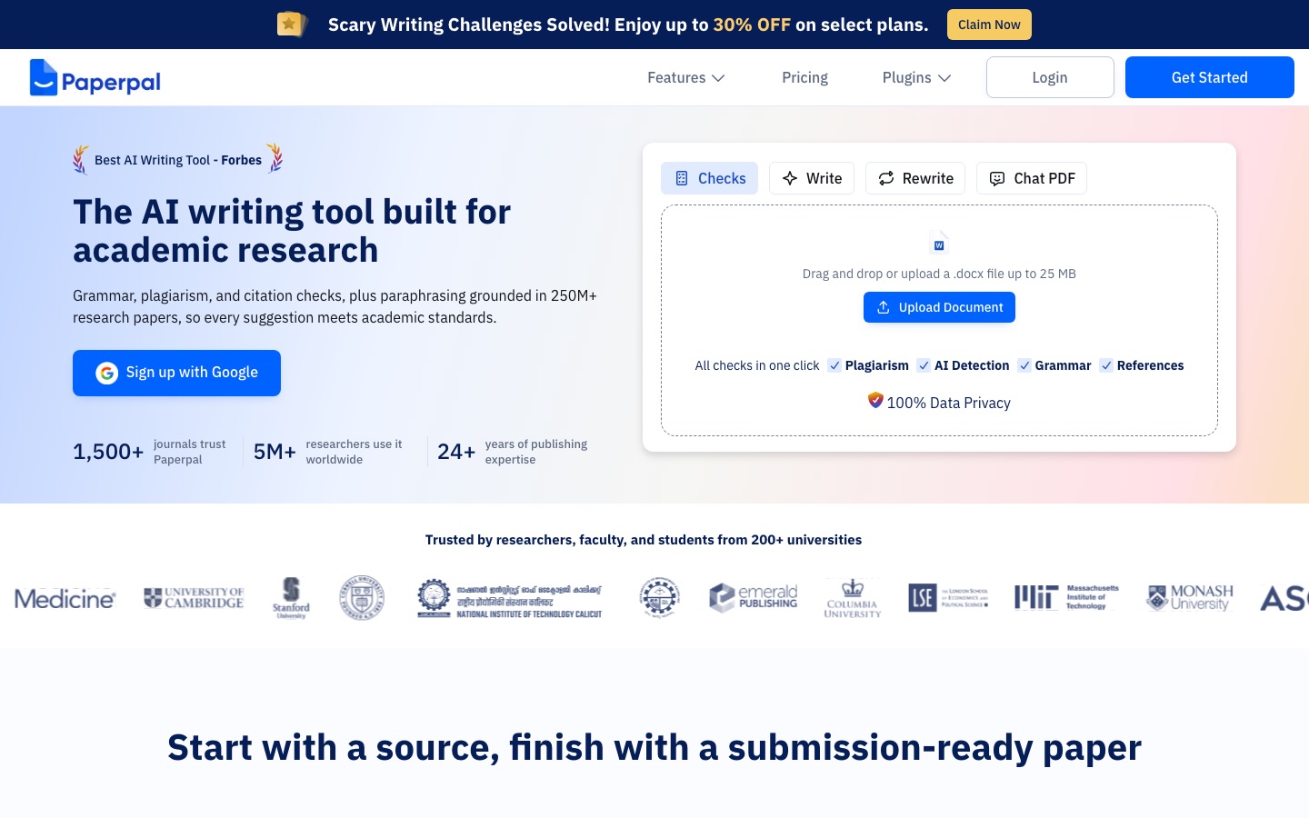 Paperpal homepage screenshot