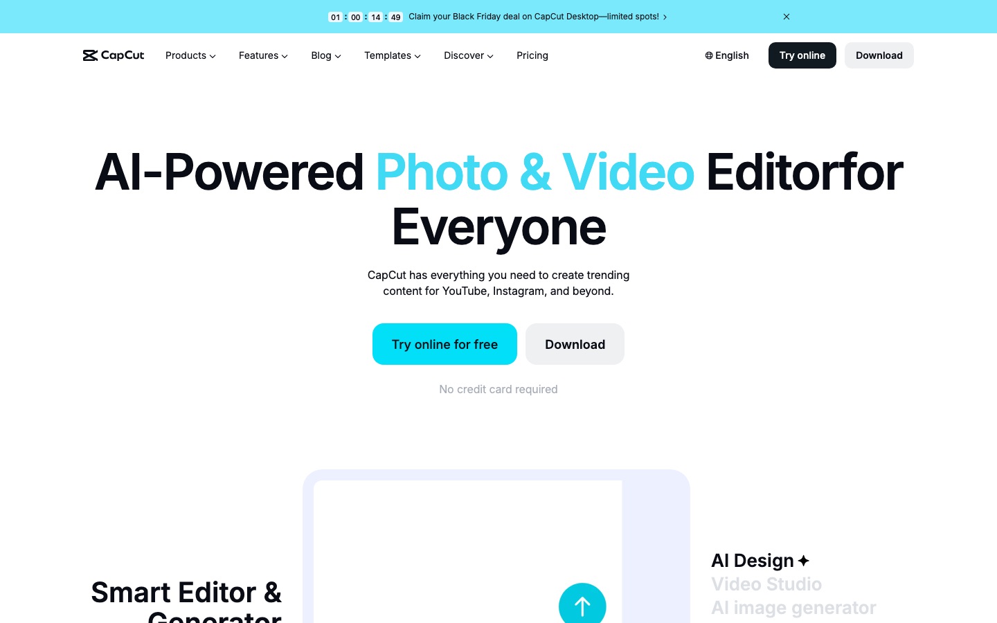 CapCut homepage screenshot
