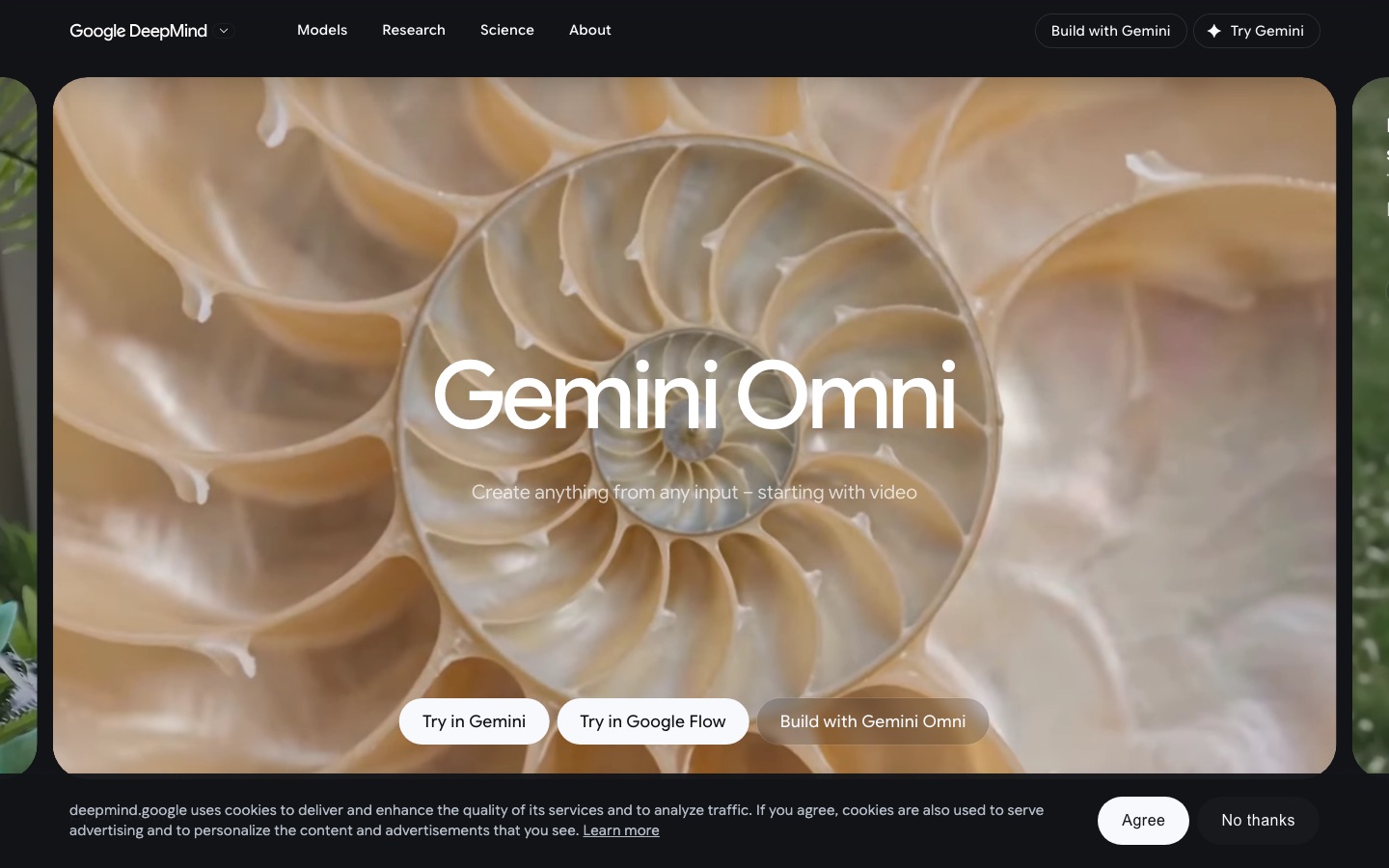 Gemini Omni homepage screenshot