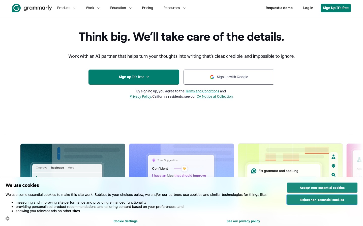 Grammarly homepage screenshot