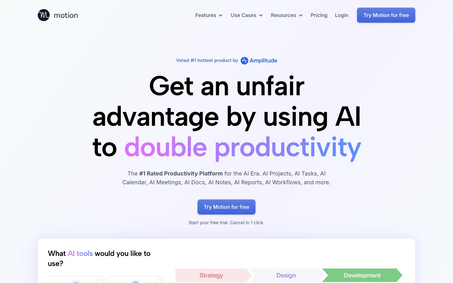 Motion homepage screenshot