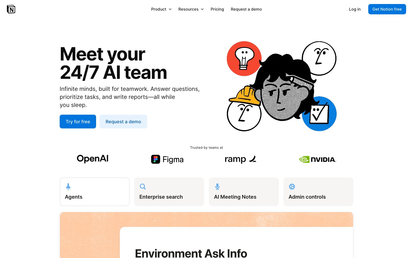 Notion AI homepage screenshot