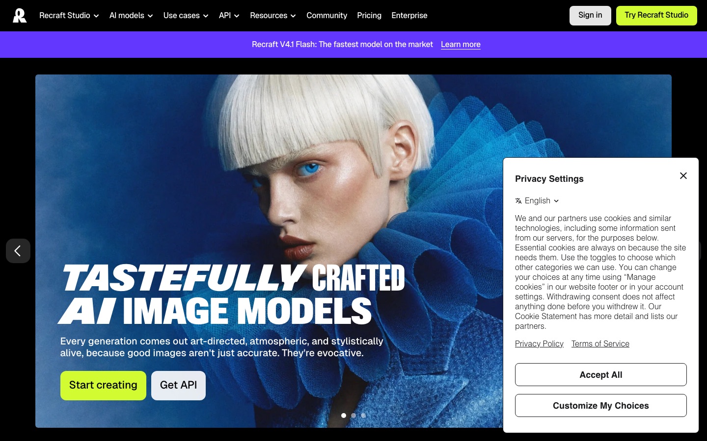 Recraft homepage screenshot