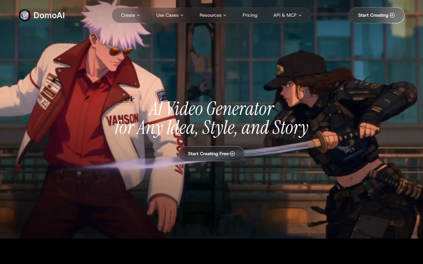 DomoAI homepage screenshot