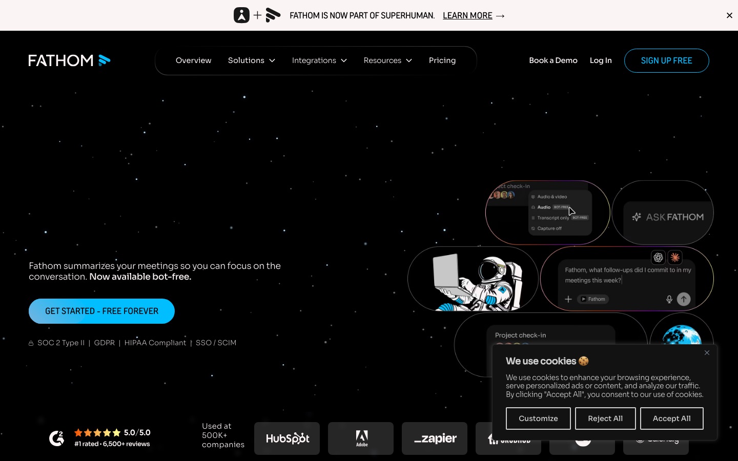 Fathom homepage screenshot