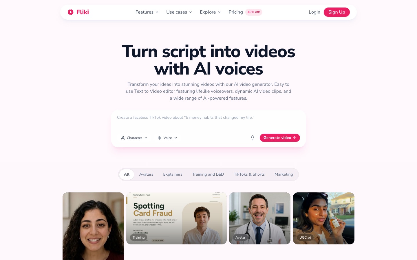 Fliki homepage screenshot