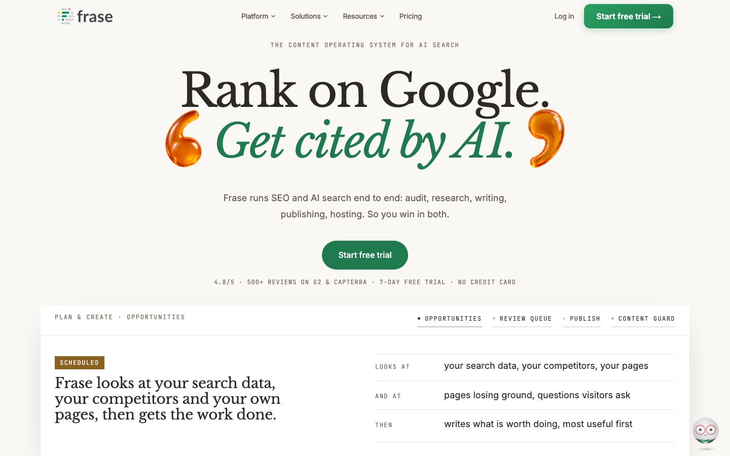 Frase homepage screenshot