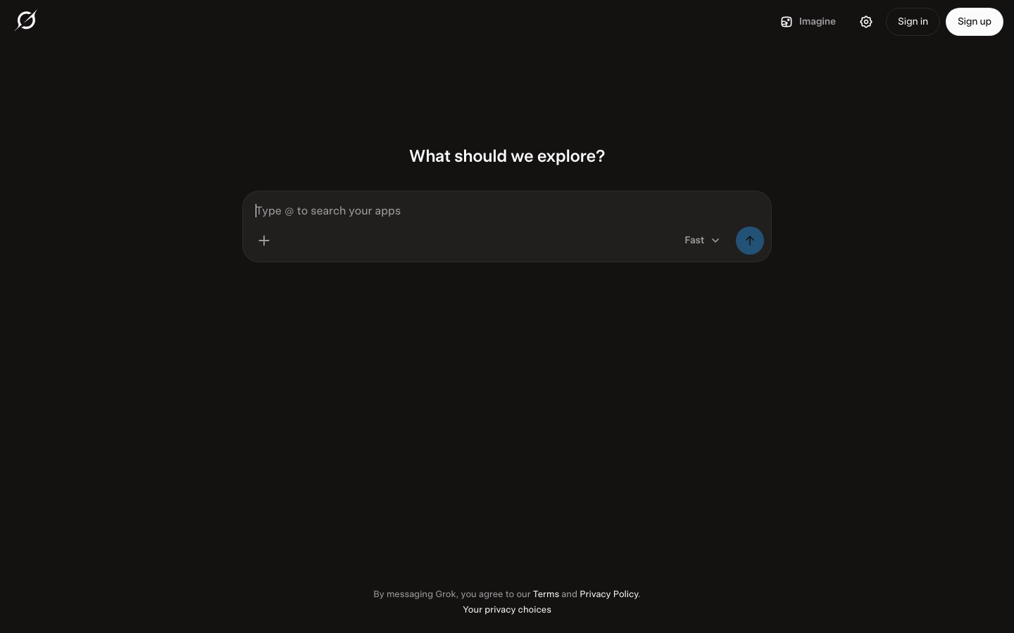 Grok homepage screenshot