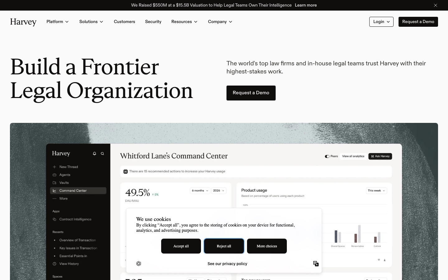 Harvey homepage screenshot