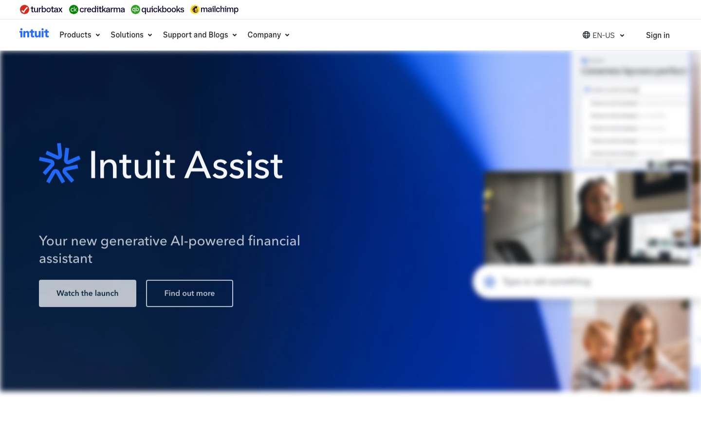 Intuit Assist homepage screenshot