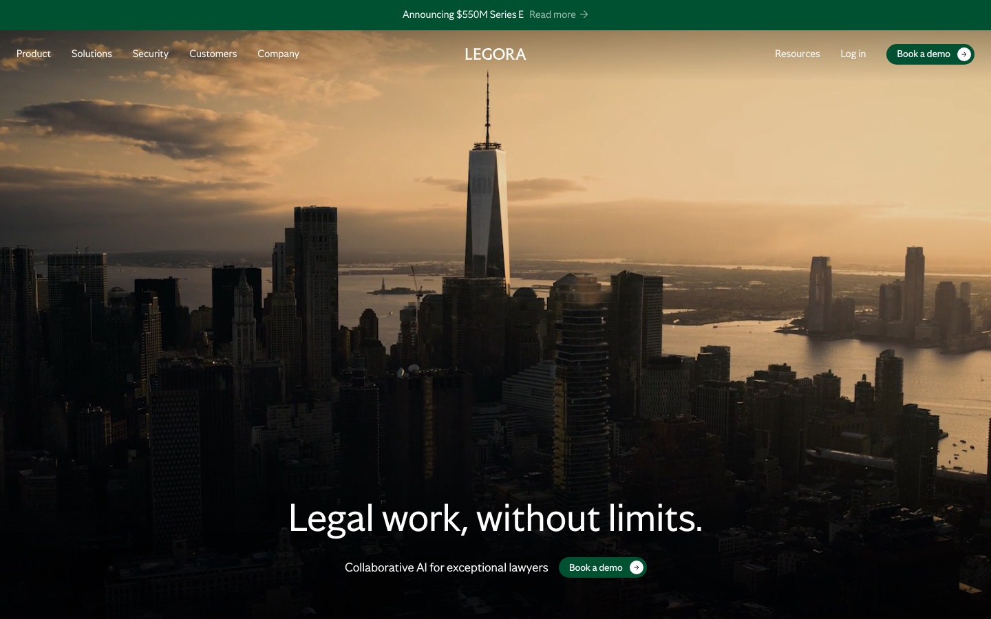 Legora homepage screenshot