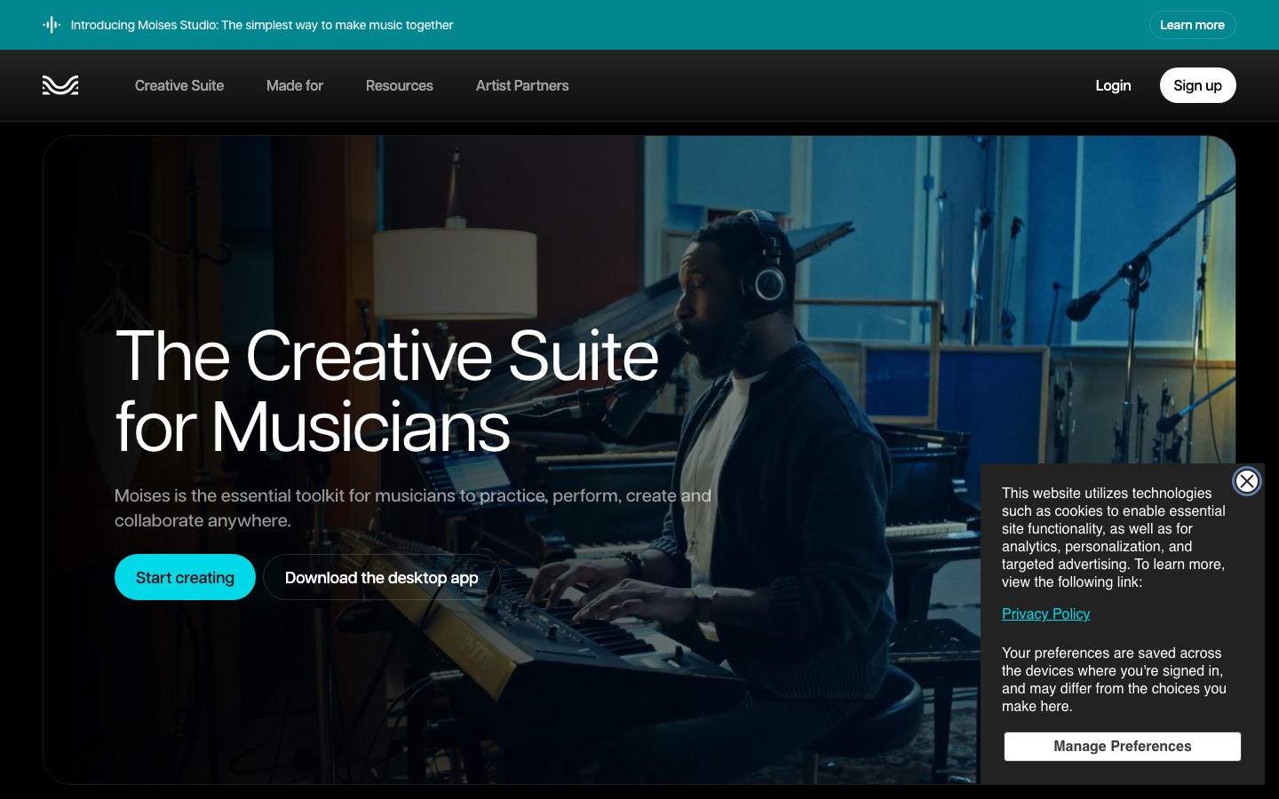 Moises homepage screenshot