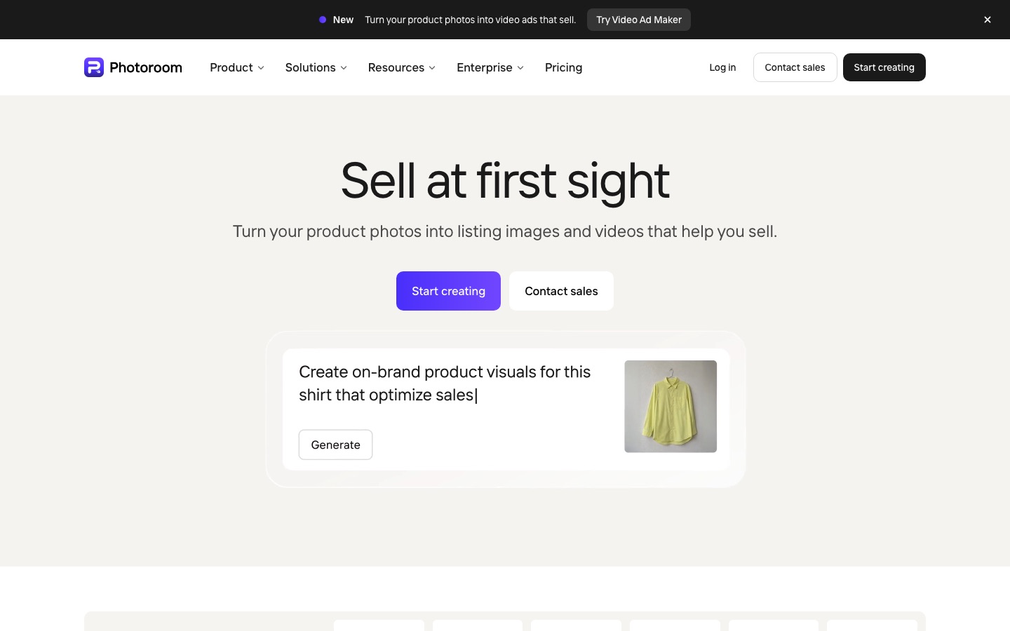 Photoroom homepage screenshot