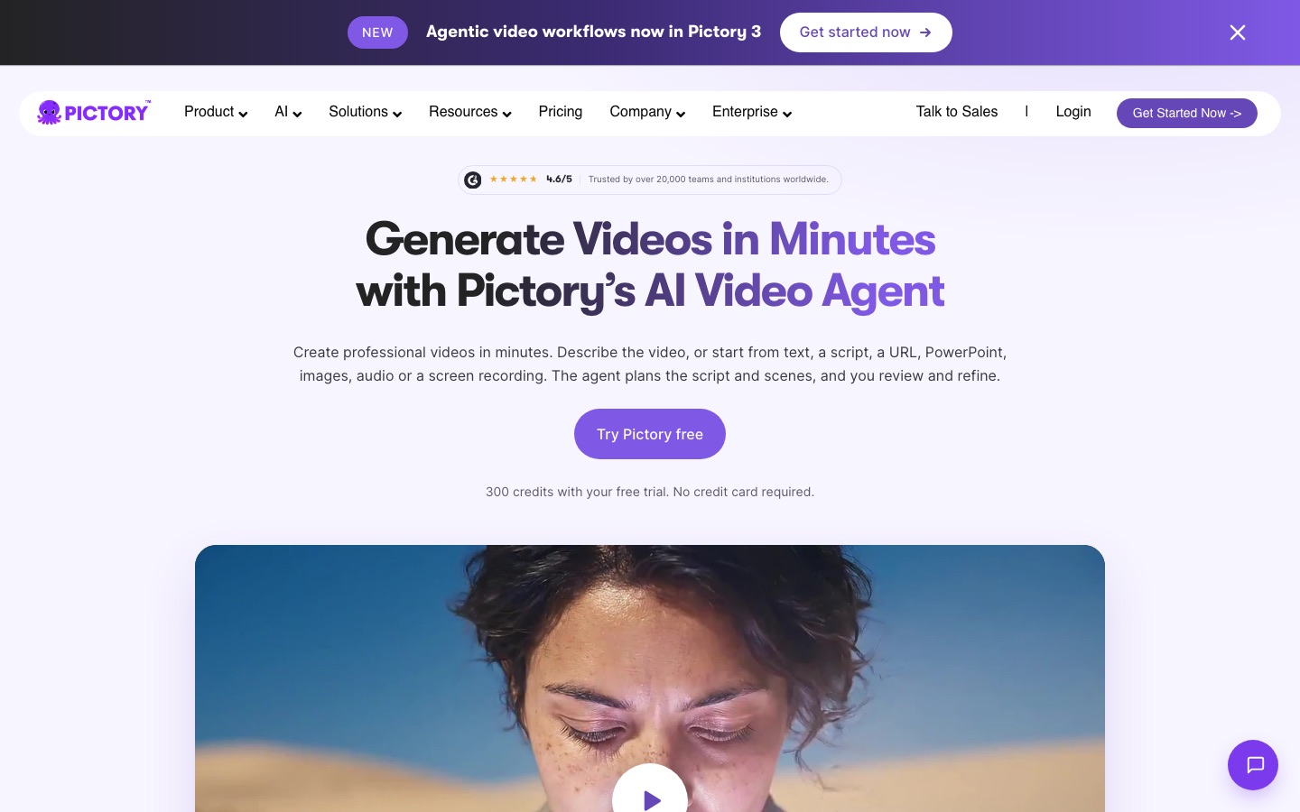 Pictory homepage screenshot