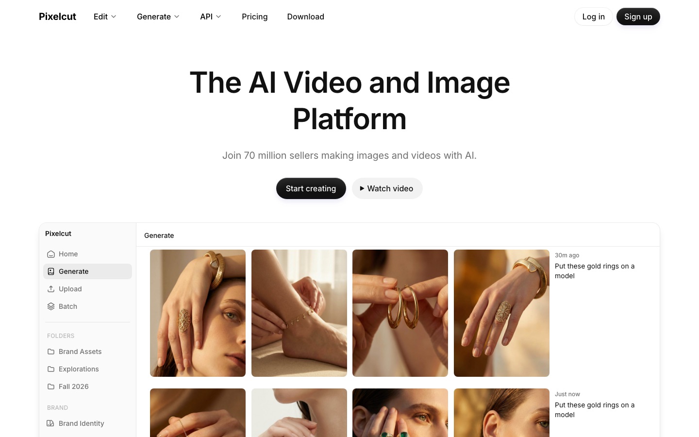 Pixelcut homepage screenshot