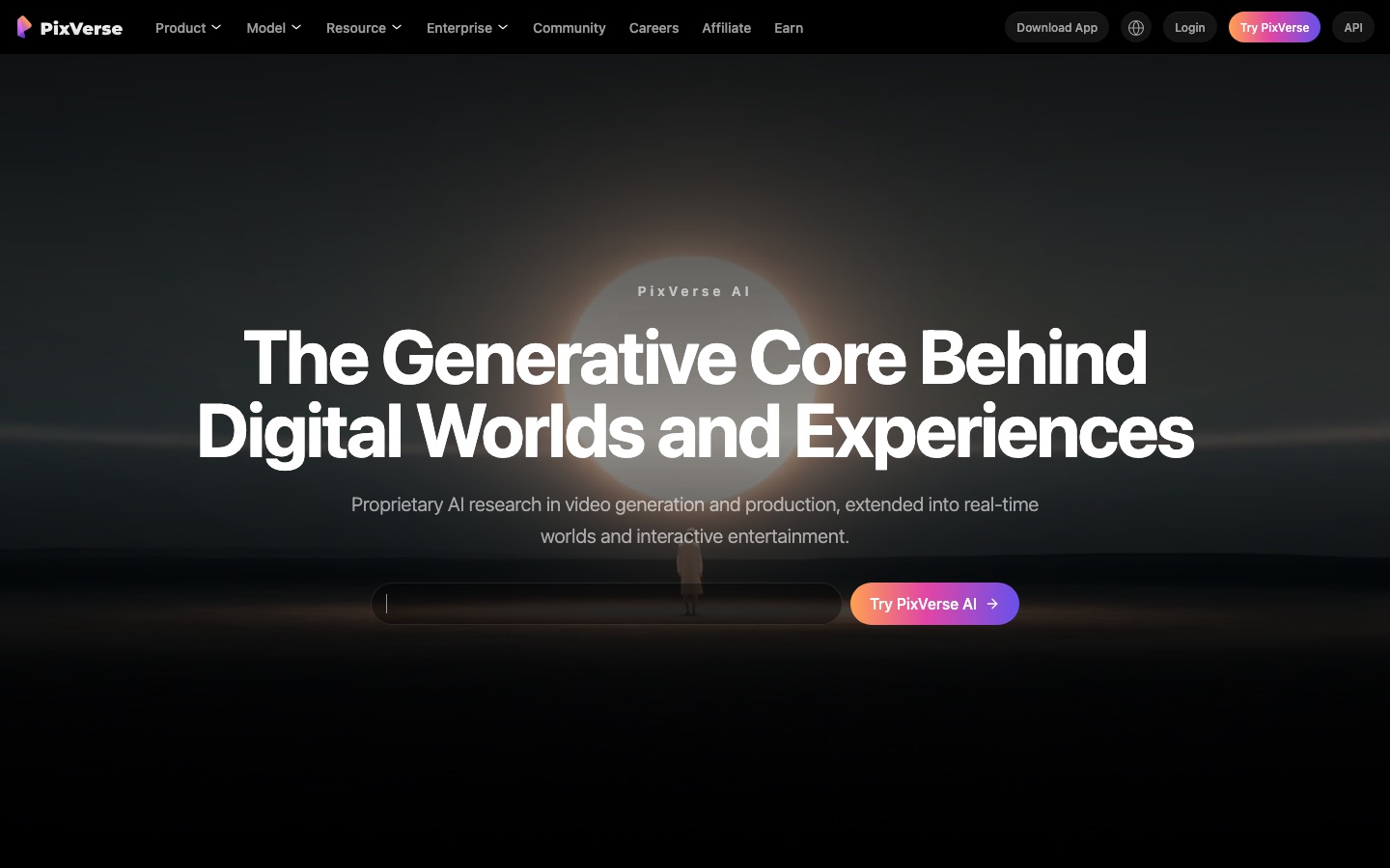 PixVerse homepage screenshot