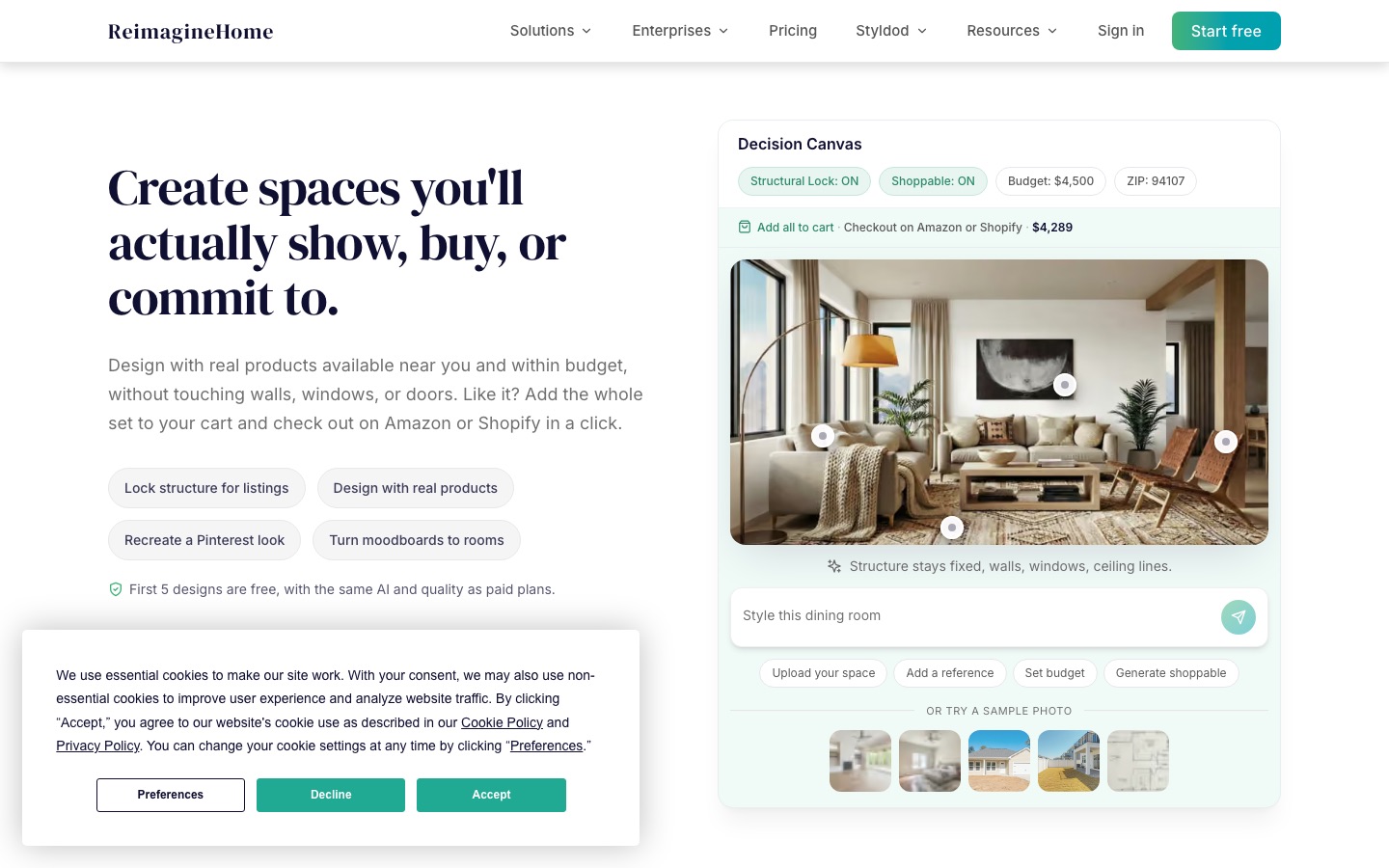 REimagineHome homepage screenshot