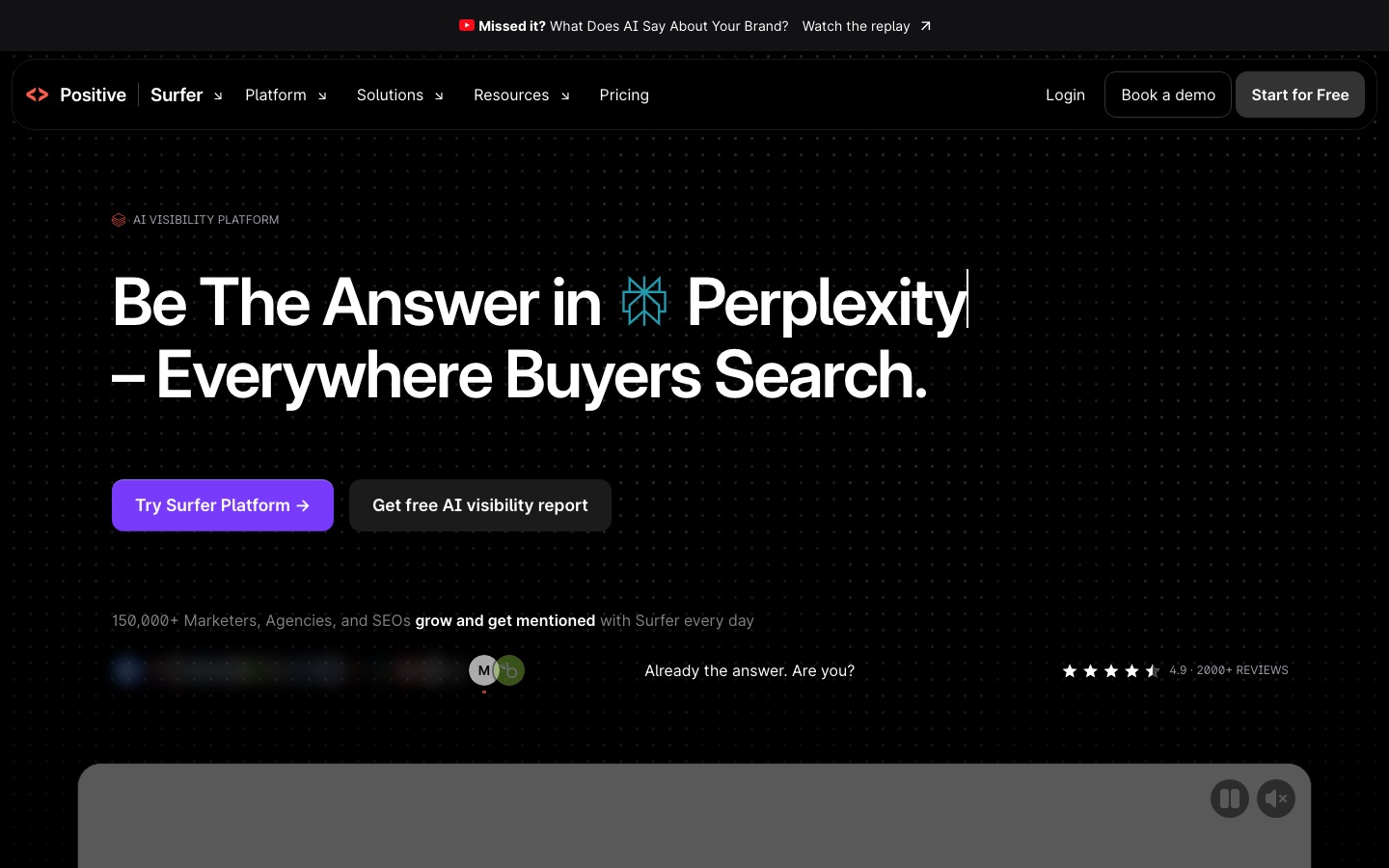 Surfer SEO homepage screenshot