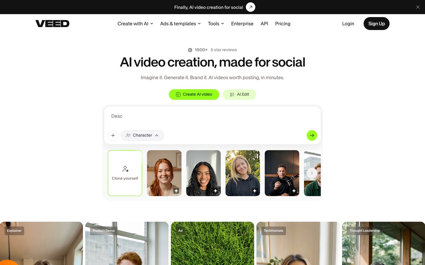 VEED homepage screenshot